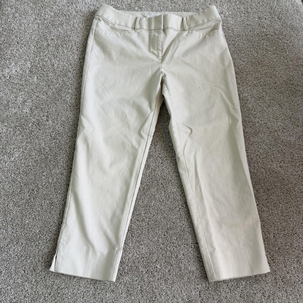 LOFT Pants Womens 10 Beige Twill Riviera Marisa Chino Straight Pockets Office